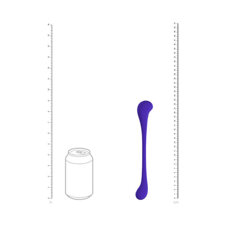 LoveLine FlexEase Bend Vibe Liquid Silicone Purple beside a can for size comparison.