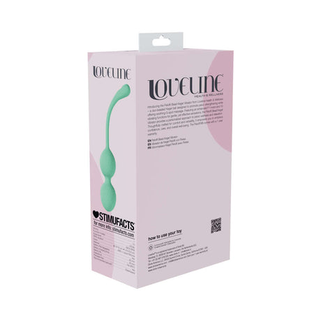 LoveLine PelviFit Beads Kegel Vibe Waterproof Remote Green packaging with product details and usage instructions.