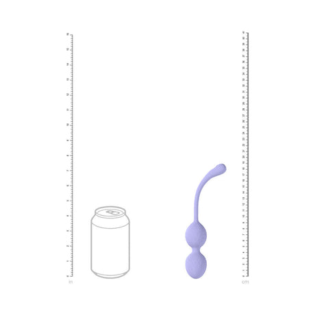 LoveLine PelviFit Beads Kegel Vibe Waterproof Remote Lavender next to a can for size comparison.