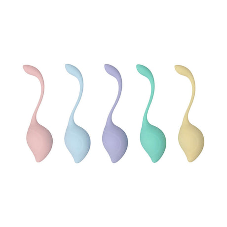 LoveLine PelviFit Stem Kegel Kit Multiweight Waterproof in various pastel colors, designed for pelvic training.