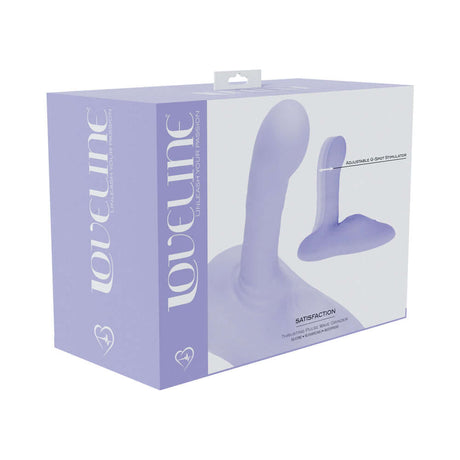 LoveLine Satisfaction Grinder Adjustable Thrusting Pulse Wave Purple product packaging showcasing sleek design and features.