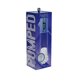 PUMPED HyperLift Masturbator Suction Metallic Blue packaging with sleek design and user-friendly controls.