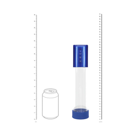 PUMPED HyperPump Automatic Metallic Blue penis pump with adjustable settings for enhanced erections.