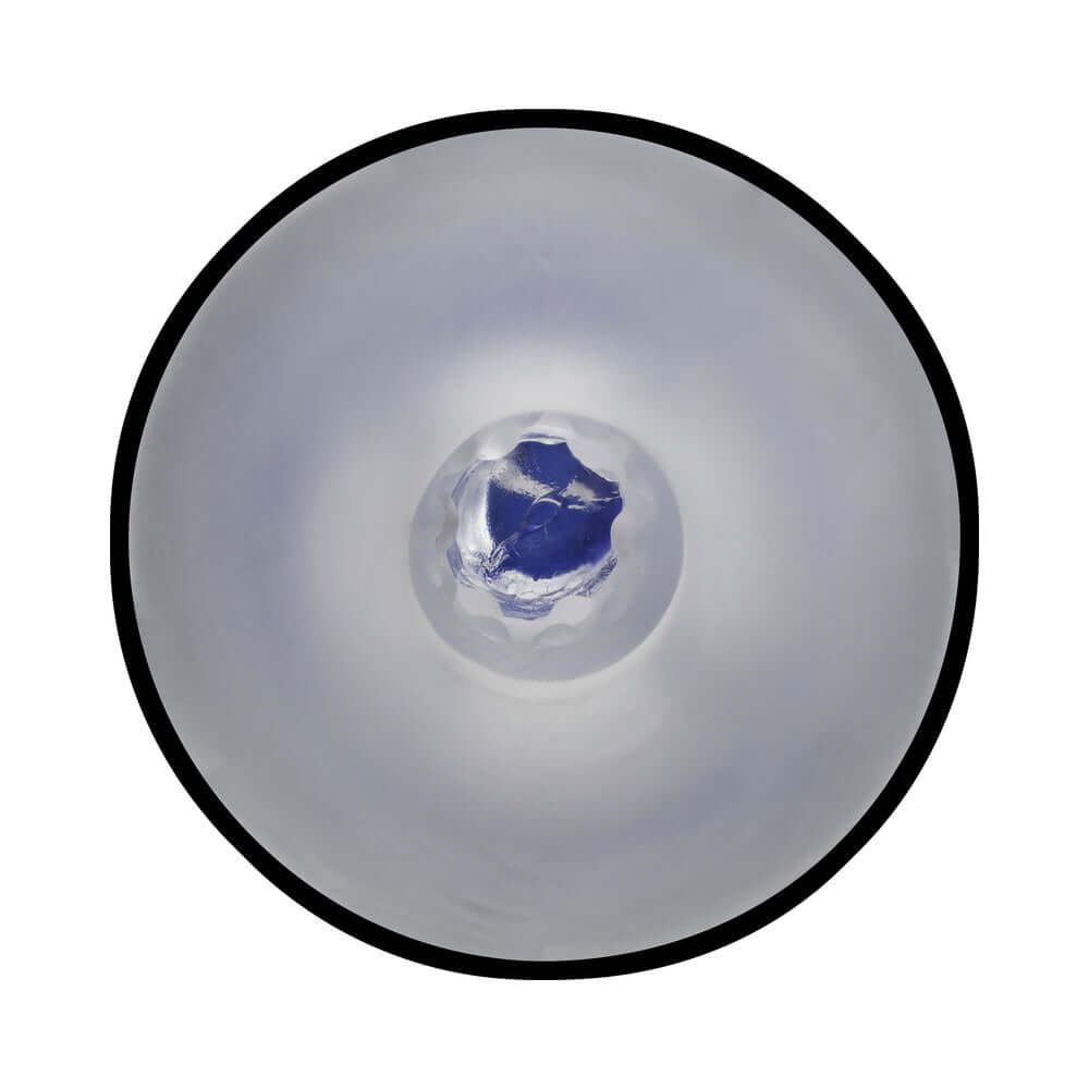 Top view of the PUMPED SonicPull Masturbator Suction Vibration Blue showcasing its smooth design and soft interior.