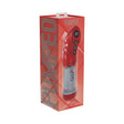 PUMPED StrokeMate Masturbator Metallic Red packaging with controls and sleek design.