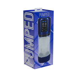 PUMPED UltraLift Automatic Masturbator Waterproof Blue in packaging, showcasing features and design.