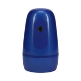 PUMPED Vibrobator Masturbator Negative Pressure Suction Blue front view with sleek design and button.