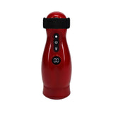 PUMPED Virtuo Masturbator Suction Vibration Phone Attachment in sleek red design with control buttons.