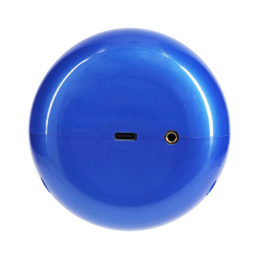 PUMPED Vortex Masturbator Metallic Blue shown from above, highlighting its sleek design and technology features.