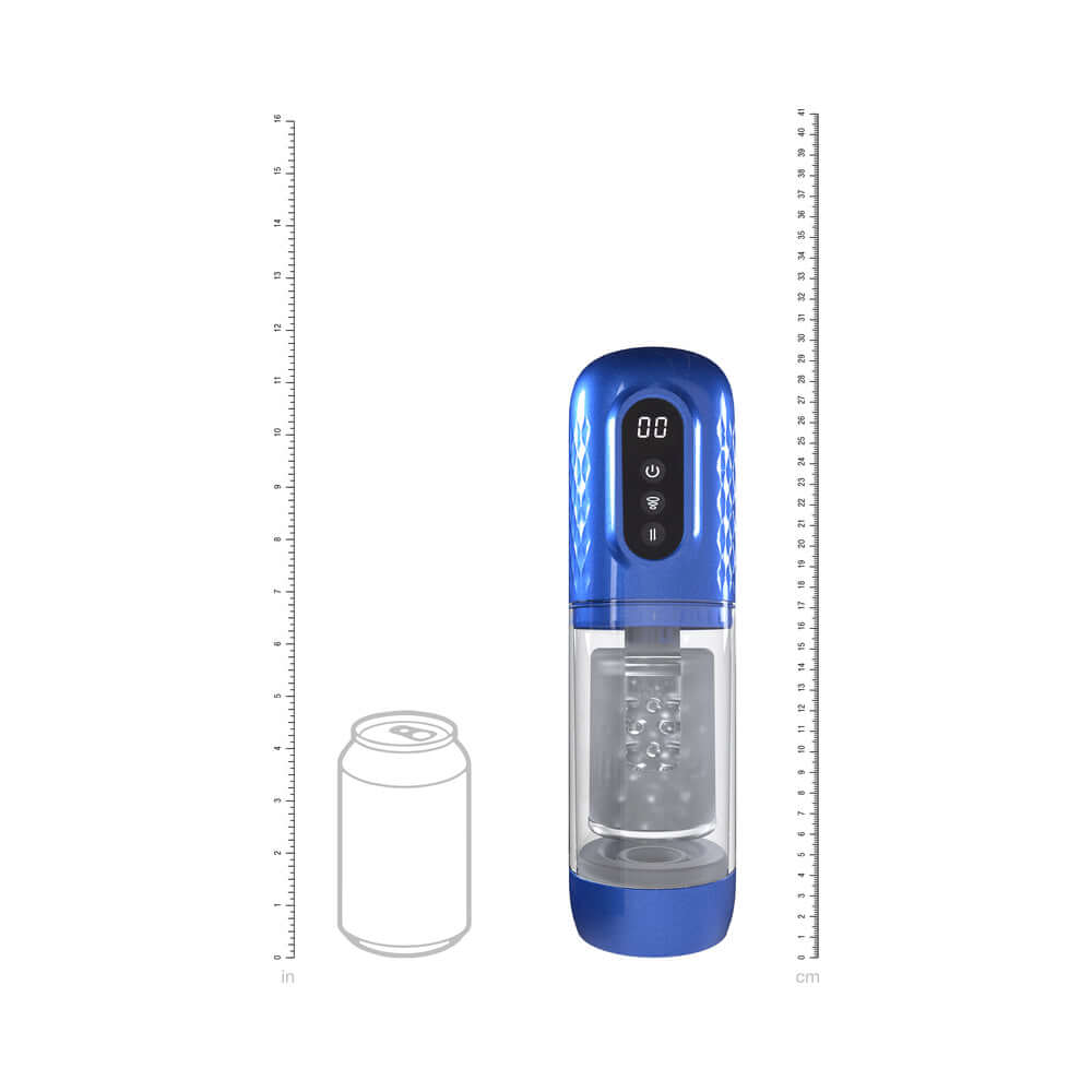 PUMPED Vortex Masturbator Metallic Blue with advanced suction and rotation technology.