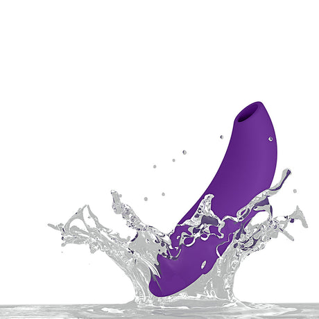 We-Vibe Melt 2 Pleasure Air Clitoral Stimulator Purple splashing in water for enhanced intimacy.