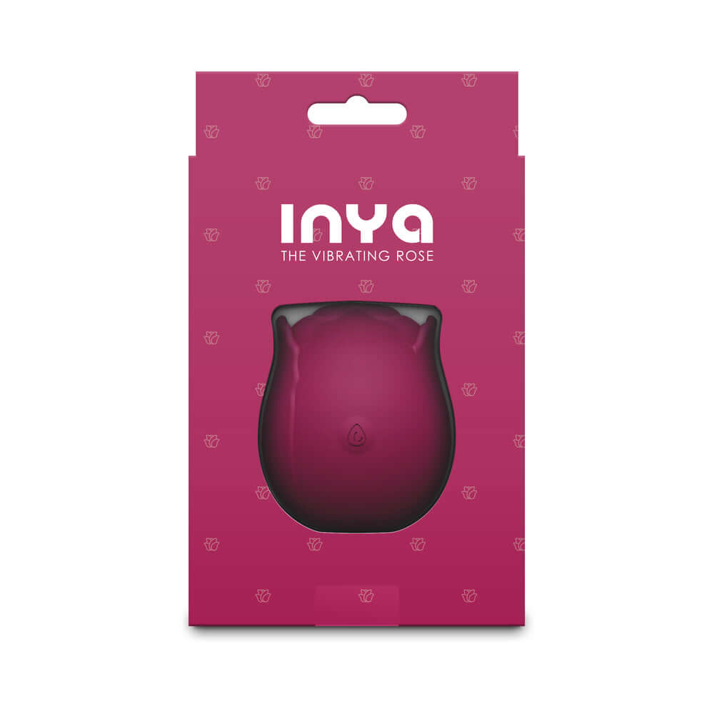 INYA The Vibrating Rose Red packaging displayed in an elegant design with branding and product details.