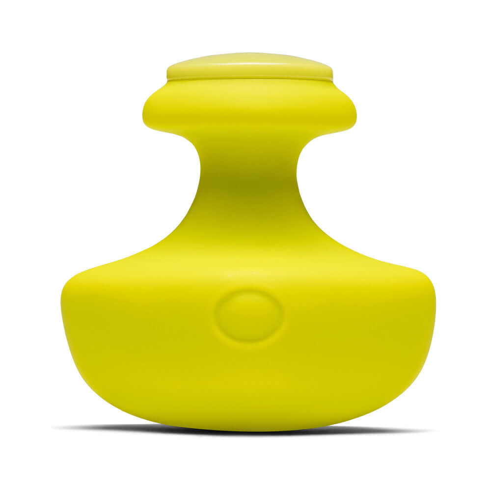 Dame Fin 2.0 Finger Vibrator Citrus featuring a smooth and ergonomic design in vibrant yellow.