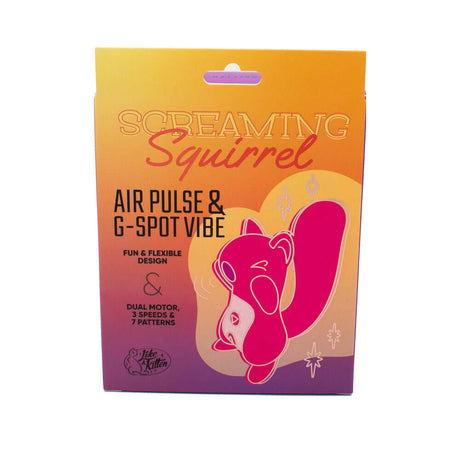 Screaming Squirrel Air Pulse & G-Spot Vibrator packaging showcasing its fun design and features.