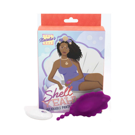 Shell Yeah Remote Controlled Wearable Panty Vibrator packaging with product on display.