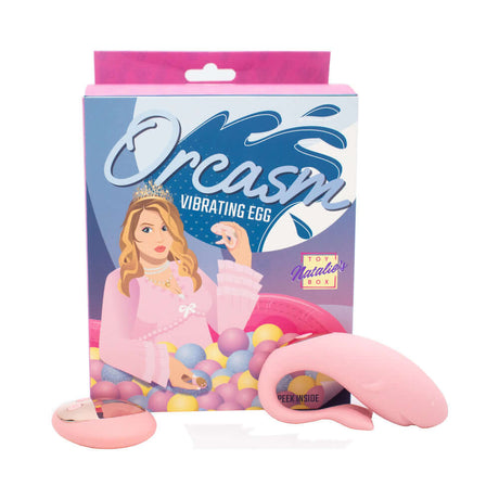 Orcasm Remote Controlled Wearable Egg Vibrator packaging and product display with a playful design.