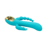 Mighty Magic Clit G-Spot & Anal Vibrator in a teal color with unique design for versatile stimulation.