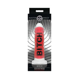 Master Series BITCH Silicone Dildo in packaging, featuring bold design and vibrant colors for intense pleasure.