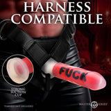 Master Series FUCK Silicone Dildo with strong suction cup, perfect for harness compatibility and intense kink play.