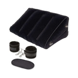 Lux Fetish Inflatable Position Wedge with Detachable Cuffs for enhanced comfort and support in intimate play.