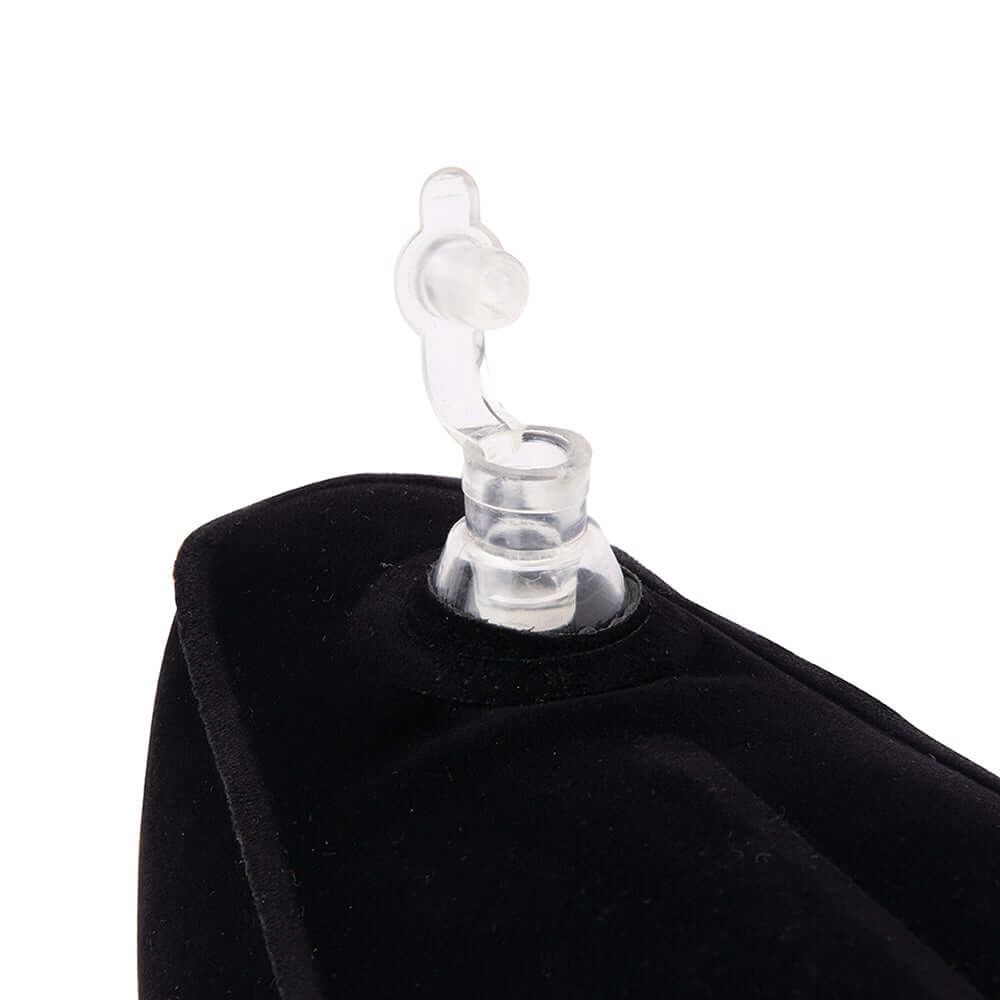 Lux Fetish Inflatable Position Wedge with Detachable Cuffs valve close-up for easy inflation and deflation.