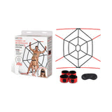 Lux Fetish Webbed Up Bedspreader Restraint System packaging and components displayed.