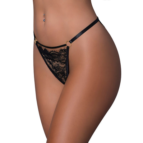 Magic Silk Pheromone Tanga Panty 2-Pack Lilac Black QS in seductive black floral lace design.