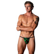 Male Power The Matchmaker Uplift Bong Thong Pot Leaf OS worn by a model, showcasing its pot leaf design and flattering fit.