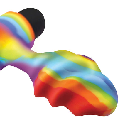 BANG Vibrating Rainbow Butt Plug featuring vibrant colors and a textured design for enhanced pleasure.