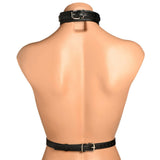 Back view of the Master Series Vixen Chest Harness Black made from durable vegan leather.