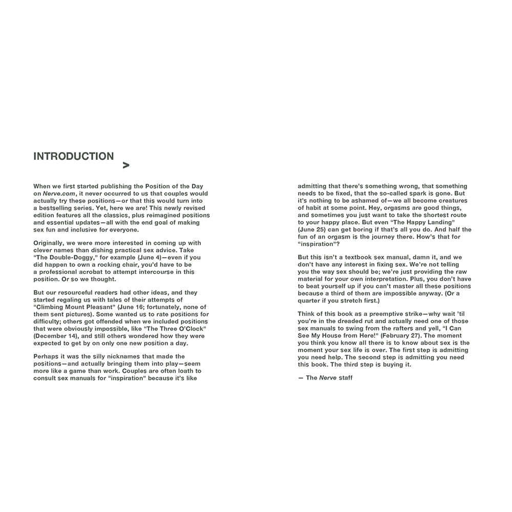 Introduction to Position of the Day Revised and Updated Sex Every Day in Every Way, featuring playful insights and inspiration.
