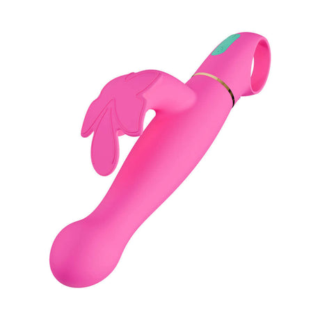 Aria Naughty AF 2.0 Rechargeable Vibe Plum in vibrant pink color, featuring dual-stimulator design and multiple vibration modes.