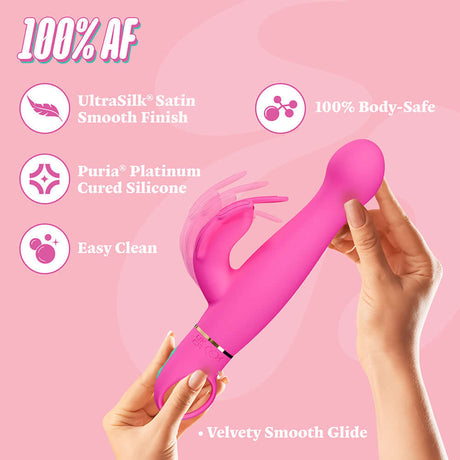 Aria Naughty AF 2.0 Rechargeable Vibe Plum features UltraSilk finish, body-safe silicone, and 10 vibration modes.
