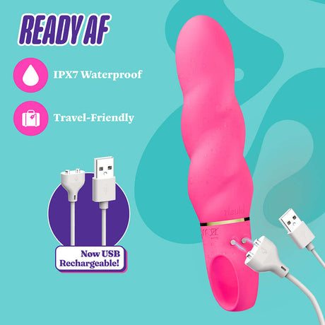 Aria Amazing AF 2.0 Rechargeable Vibe Fuchsia with IPX7 waterproof design and USB recharge feature.