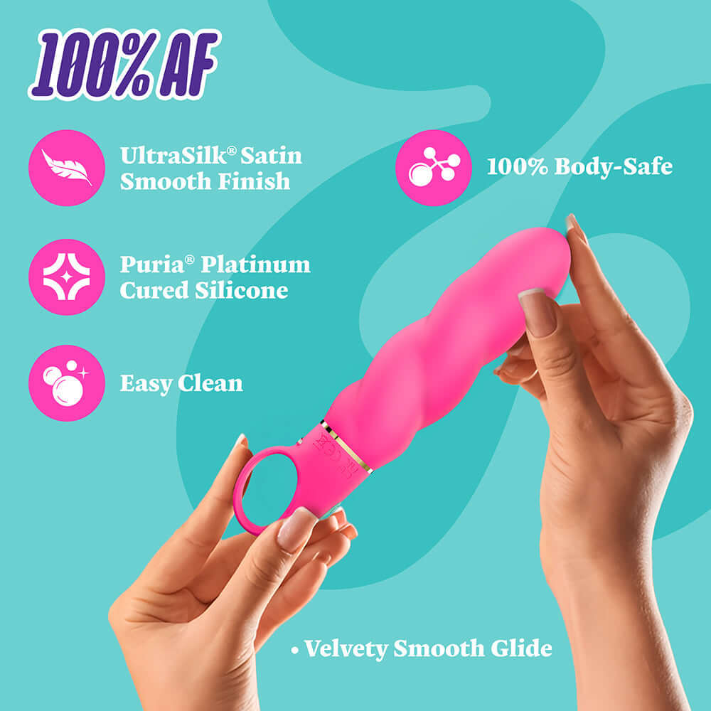 Aria Amazing AF 2.0 Rechargeable Vibe Fuchsia with UltraSilk Satin finish and 100% body-safe materials.