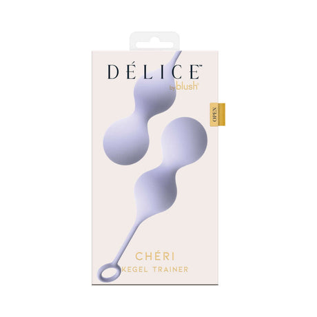 Delice Cheri Kegel Trainer Purple packaging showcasing a dual-weighted design for pelvic floor health.