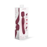Le Wand Flat Top Fusion G Double-Ended Petite Wand Vibrator packaging showcasing its design and features.