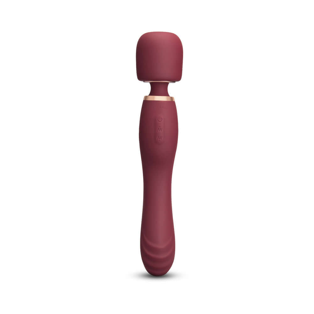 Le Wand Flat Top Fusion G Double-Ended Petite Wand Vibrator showcasing its elegant design and rumbly vibes.