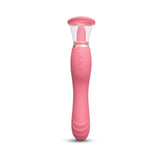 Le Wand Lick Double Ended Vibrator in pink, showcasing its silicone design and innovative oral stimulation feature.