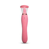 Le Wand Lick Double Ended Vibrator in pink, featuring silicone tongue for oral stimulation and G-spot massage.