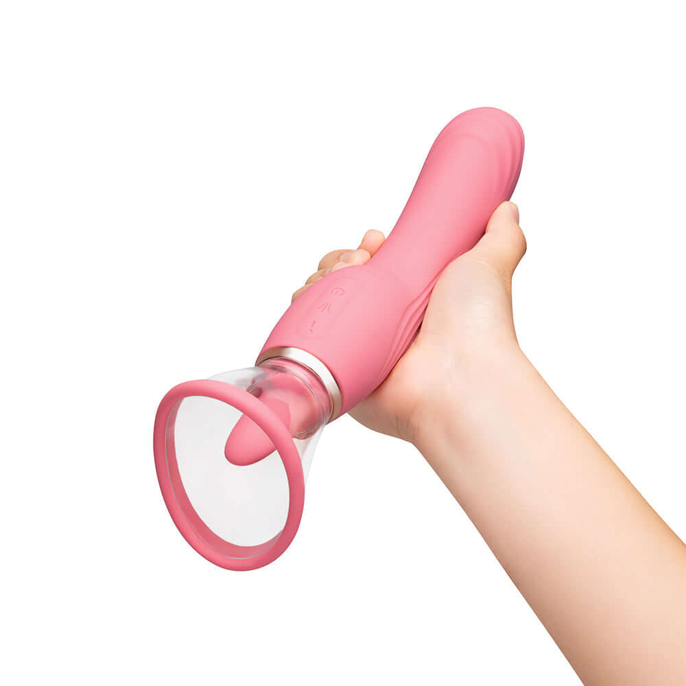 Le Wand Lick Double Ended Vibrator held in a hand, showcasing its soft silicone design and unique features.