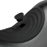 Close-up of The Cowgirl Saddle Machine Black, showcasing the sleek black design and unique contours.