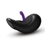 The Cowgirl Saddle Machine Black featuring a sleek design with a purple attachment for immersive pleasure.