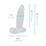 b-Vibe Slipskin Realistic Silicone Dildo 6 inch Girthy Mocha dimensions: 6 inch length, 1.7 inch width, 4.5 inch base.