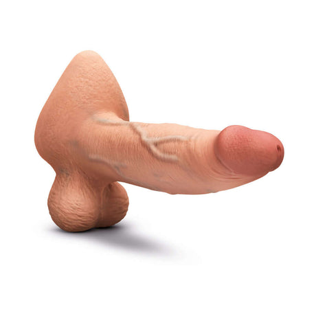 b-Vibe Slipskin Realistic Silicone Dildo 9 inch Girthy Mocha showcasing lifelike details and flexible design.