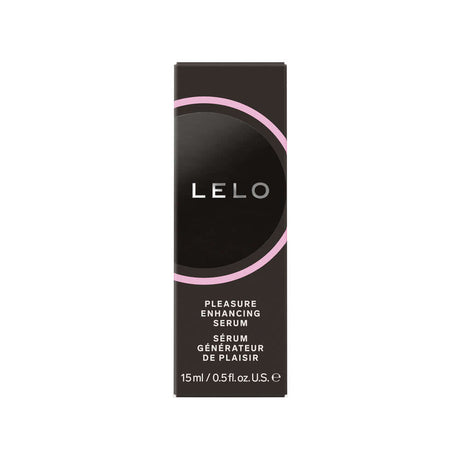 LELO Pleasure Enhancing Serum 0.5 Oz packaging, luxurious stimulating gel for heightened arousal and pleasure.