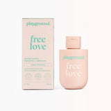 Playground Free Love Water-Based Personal Lubricant 3.7 Oz bottle and packaging, gentle and soothing formula for comfort.
