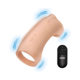 JOCK Vibrating Silicone Penis Sleeve Light with remote control, vibrating design enhances pleasure and comfort.