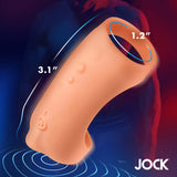 JOCK Vibrating Silicone Penis Sleeve Medium with dimensions 1.2" and 3.1" for enhanced stimulation and comfort.