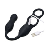 JOCK Silicone Vibrating Anal Plug with Cock and Ball Ring, USB rechargeable, designed for versatile stimulation and pleasure.